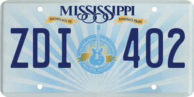 MS license plate ZDI402