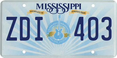 MS license plate ZDI403