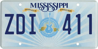 MS license plate ZDI411