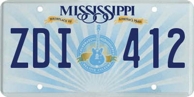 MS license plate ZDI412
