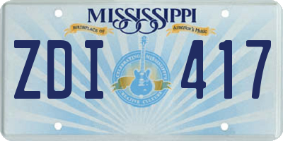 MS license plate ZDI417