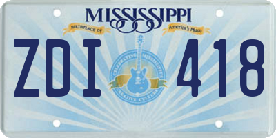 MS license plate ZDI418