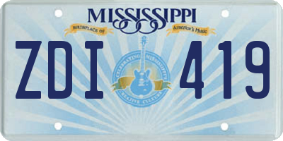 MS license plate ZDI419