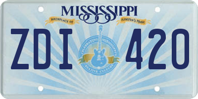 MS license plate ZDI420