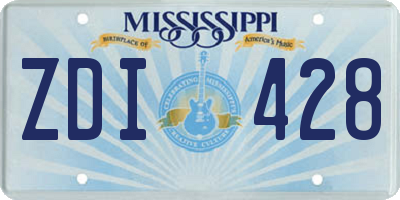 MS license plate ZDI428