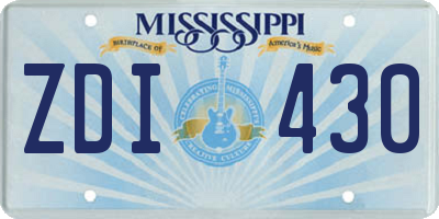 MS license plate ZDI430