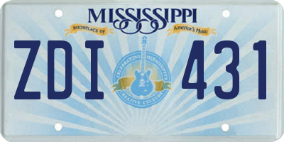 MS license plate ZDI431
