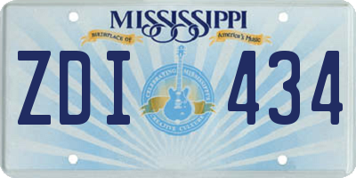 MS license plate ZDI434