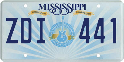 MS license plate ZDI441
