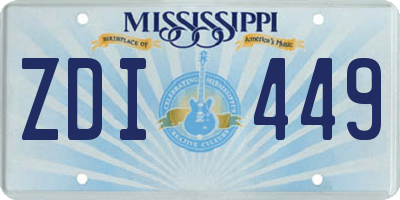 MS license plate ZDI449