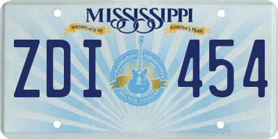 MS license plate ZDI454
