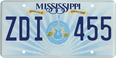 MS license plate ZDI455