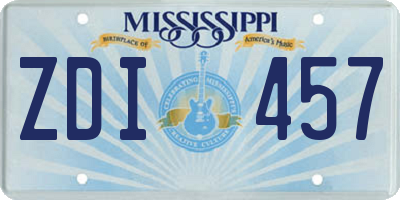 MS license plate ZDI457