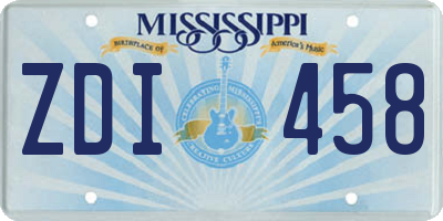 MS license plate ZDI458