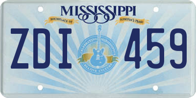 MS license plate ZDI459