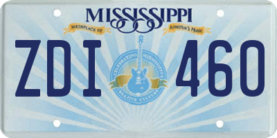 MS license plate ZDI460