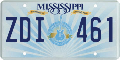 MS license plate ZDI461