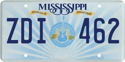 MS license plate ZDI462