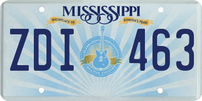 MS license plate ZDI463