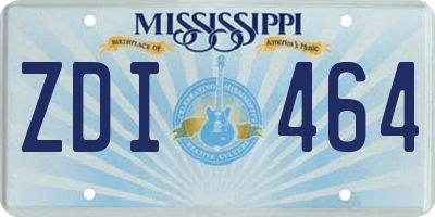 MS license plate ZDI464