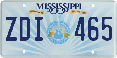 MS license plate ZDI465