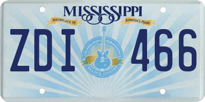 MS license plate ZDI466
