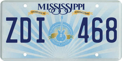 MS license plate ZDI468