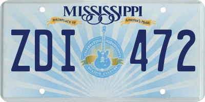 MS license plate ZDI472