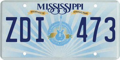 MS license plate ZDI473