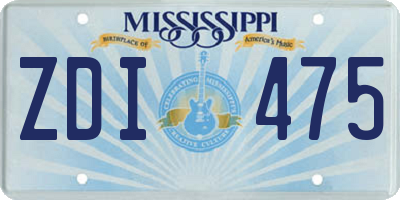 MS license plate ZDI475