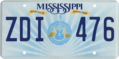 MS license plate ZDI476