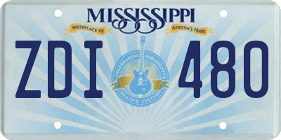MS license plate ZDI480