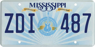 MS license plate ZDI487