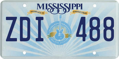 MS license plate ZDI488