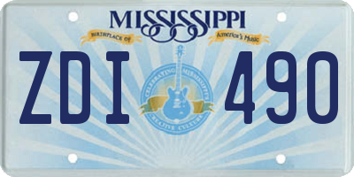 MS license plate ZDI490