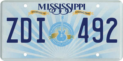 MS license plate ZDI492