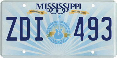 MS license plate ZDI493