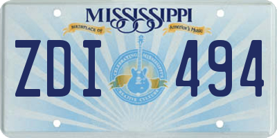 MS license plate ZDI494