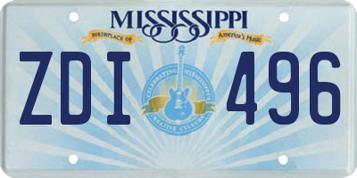 MS license plate ZDI496