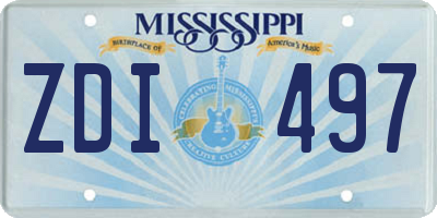 MS license plate ZDI497