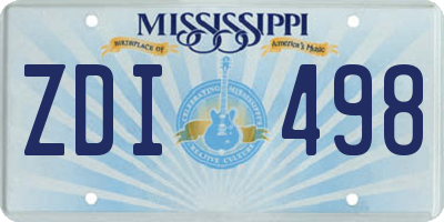 MS license plate ZDI498