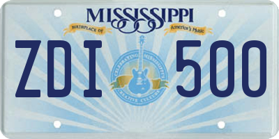 MS license plate ZDI500