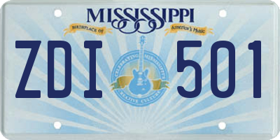 MS license plate ZDI501