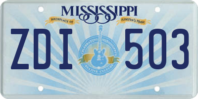 MS license plate ZDI503