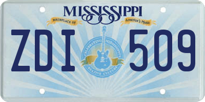 MS license plate ZDI509
