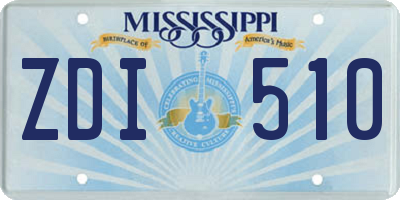 MS license plate ZDI510