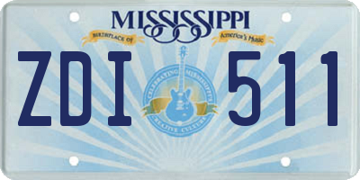 MS license plate ZDI511