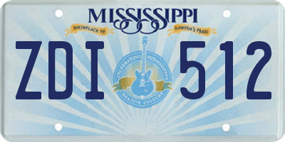 MS license plate ZDI512