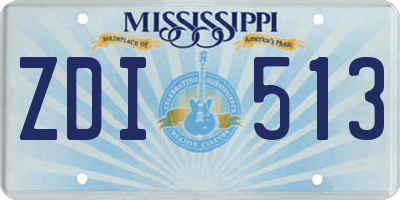 MS license plate ZDI513