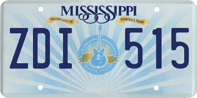 MS license plate ZDI515